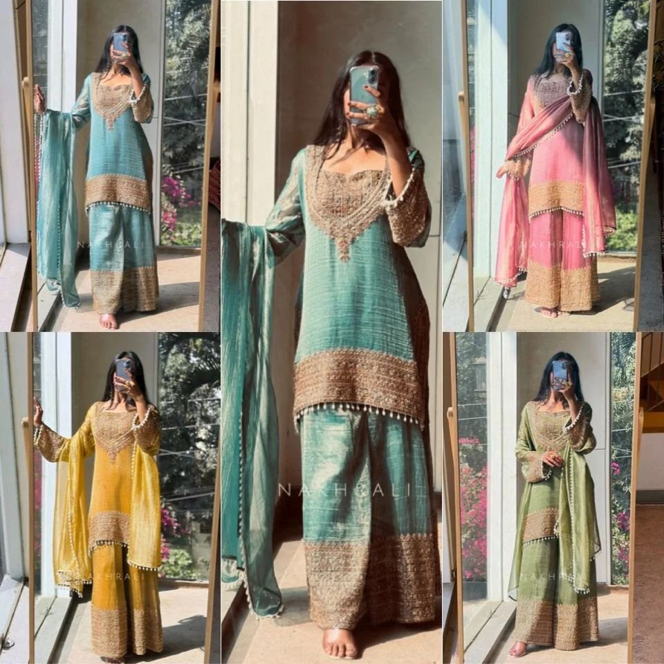 Embroidered Kurta Palazzo Set