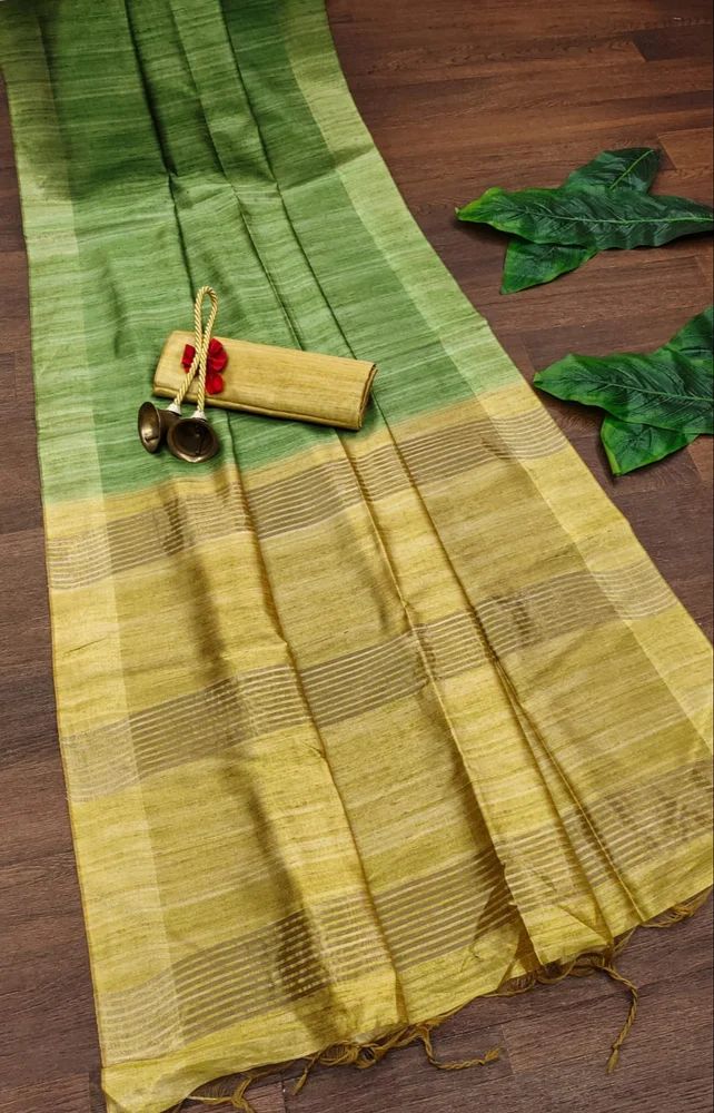 Tussar Silk Contrast Pallu Saree