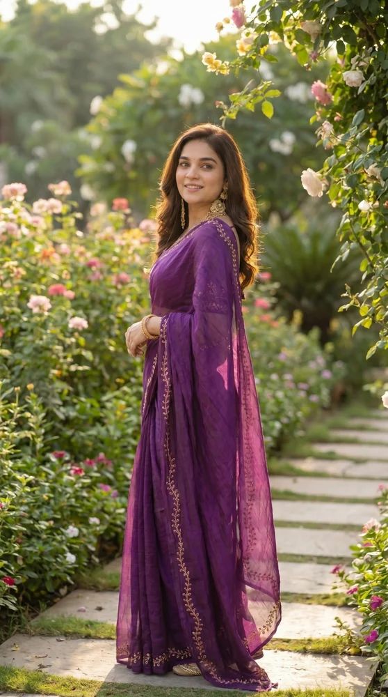 Space silk handwork saree