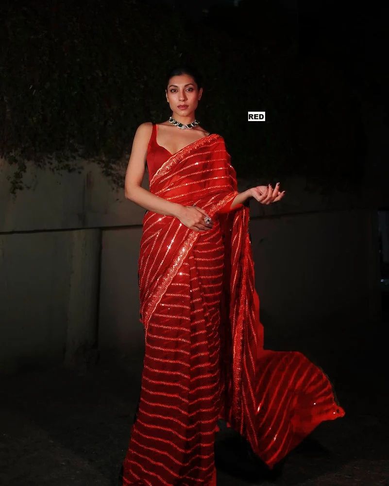 BOLLYWOOD BLOCKBUSTER GEORGETTE HEAVY SEQUINS EMBROIDERY SAREE AT WHOLESALE PRICE