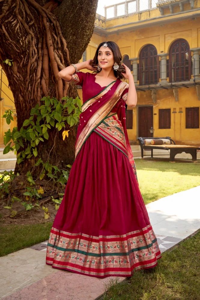 TRENDY CULTURE'S Pure Chanderi Zari Weave Lehenga Choli