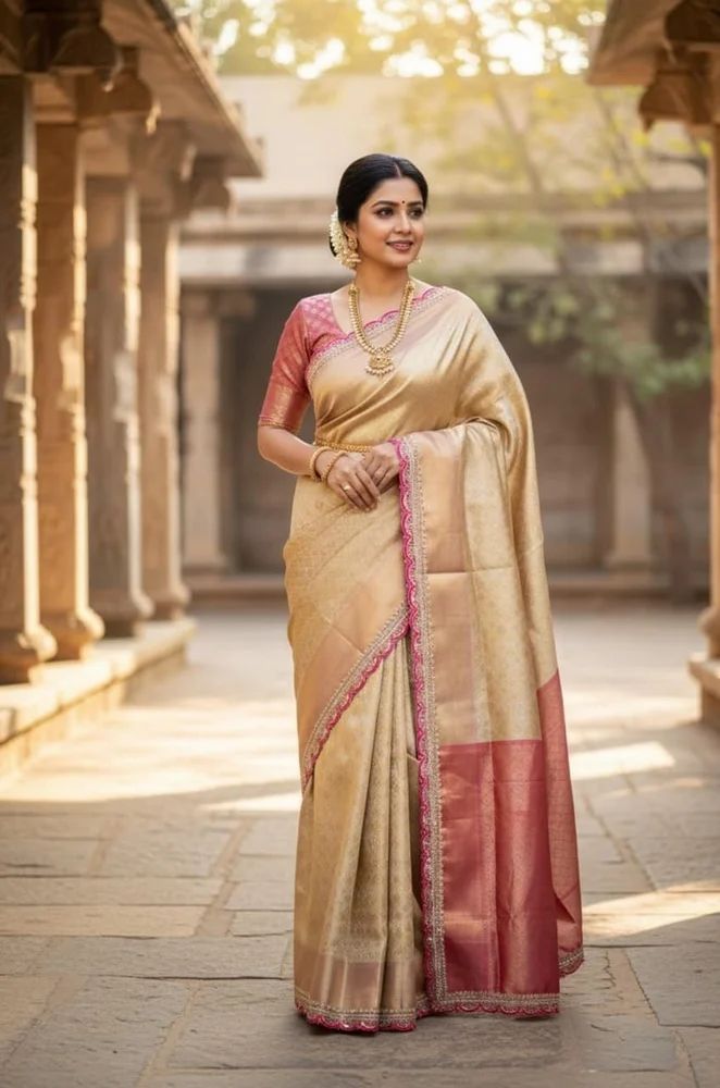 SOFT TISSUE SILK KAJU KATLI DESIGN RICH PALLU SAREE AT WHOLESALE PRICE