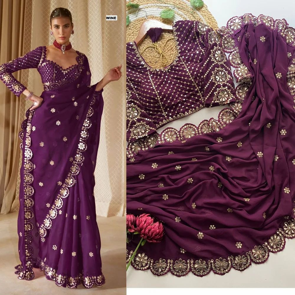 New Launching Bollywood BlockBuster Orignal Mirror Design saree