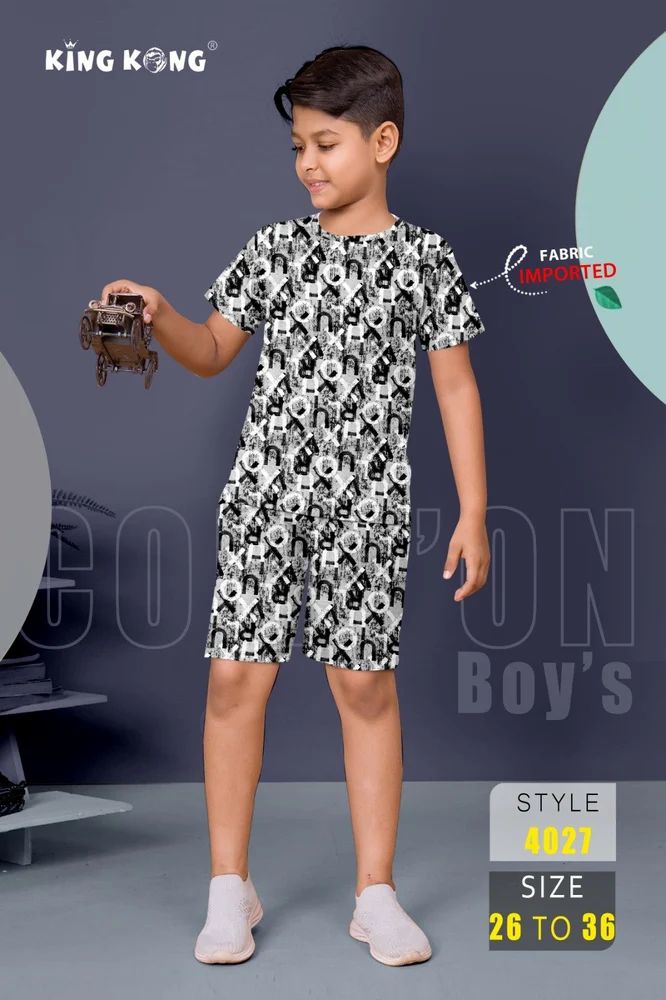 Trendy Looper Co-Ord Set,T-Shirt & Shorts for Boys, Kids Imported Outfit (Sizes 26-36)