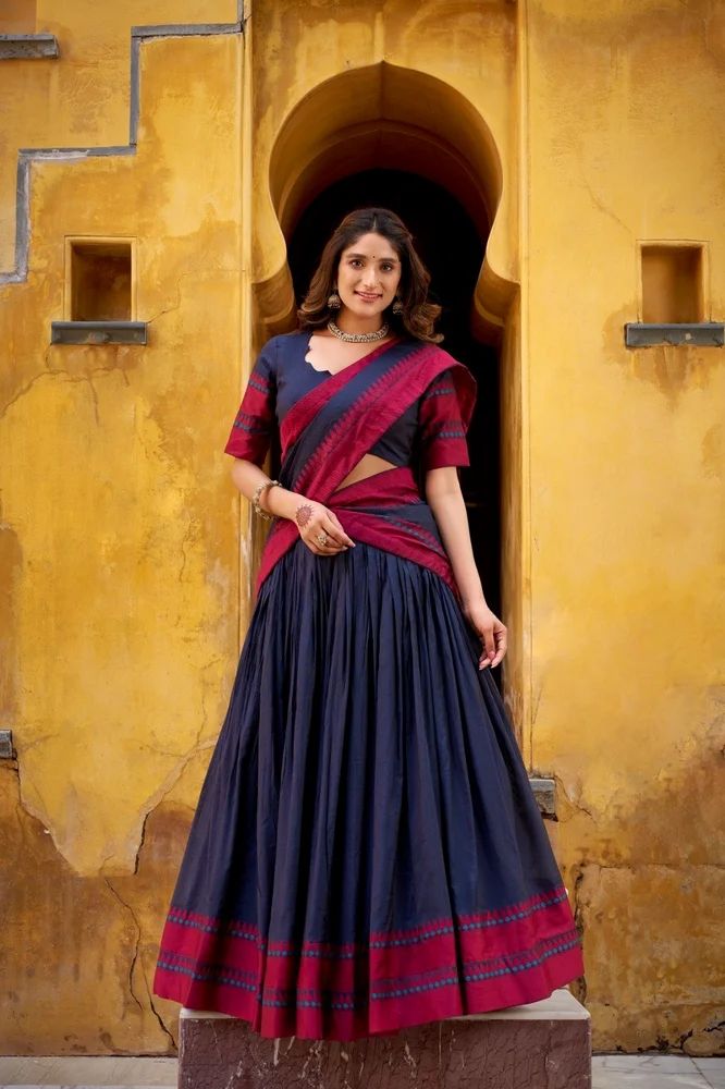 trendy culture's Chanderi Thread Work Lehenga Choli