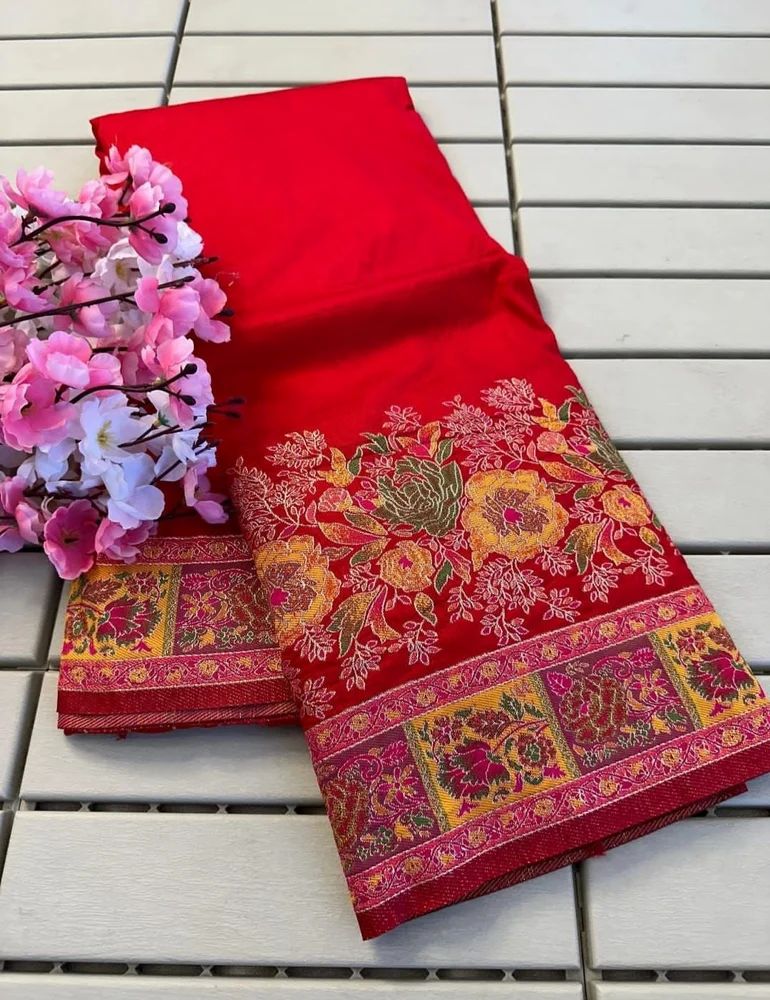SOFT RAJWADI PASHMINA SILK WEAVING SAREE AT WHOLESALE PRICE