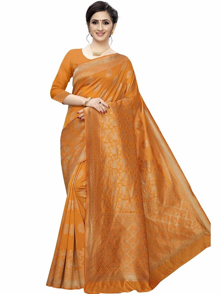 Cotton Silk Saree with Golden Zari Border