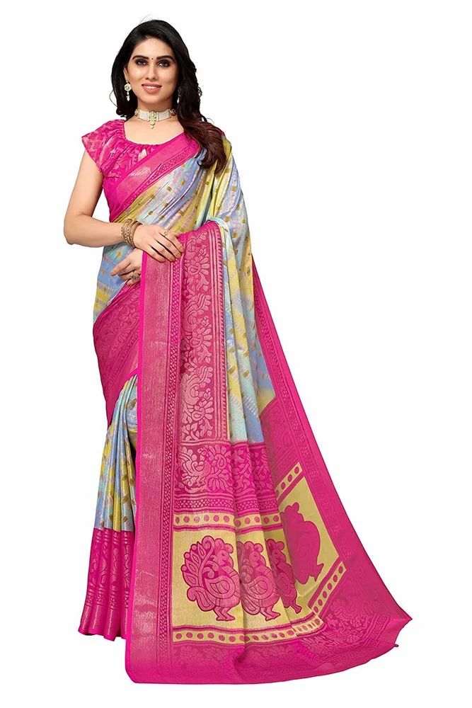 Toned Tie&Dye With Motifs Printed Soft Chiffon Brasso Saree