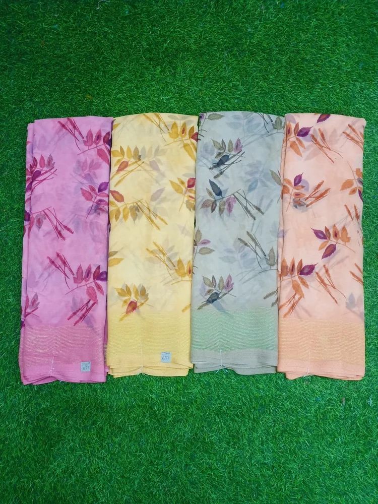 Butterfly Chiffon Saree With Jari Border