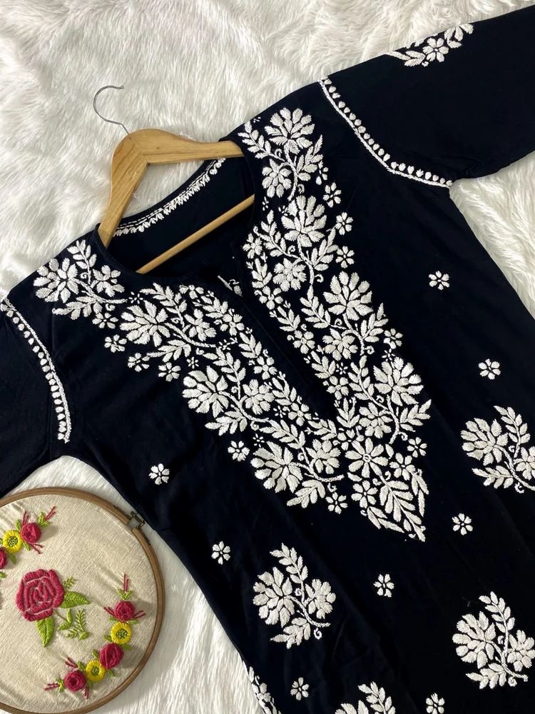 chikankari rayon kurti with plazo