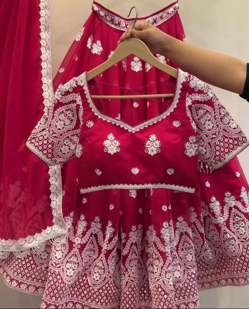 Premium Faux Georgette Embroidered Lehenga Set