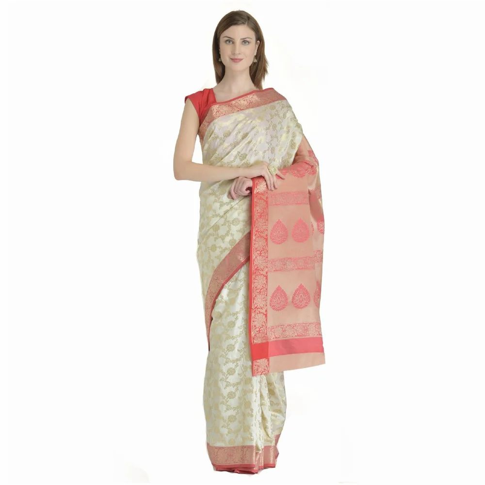 Jacquard Self Design Golden Zari Special Bengali Saree