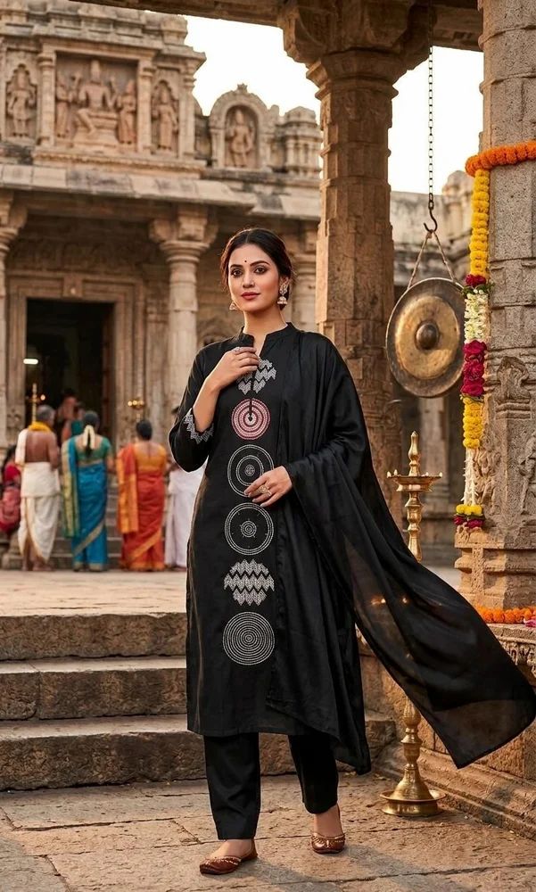Cotton Kurti With Pant And Dupatta Set