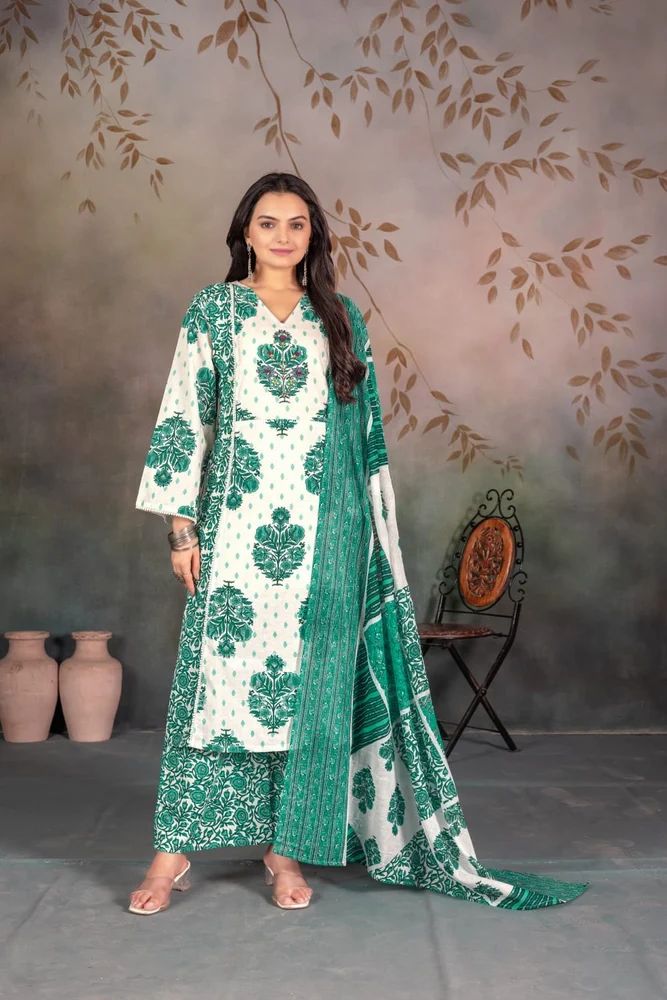 Women Cotton Ready made 3 Piece Suit