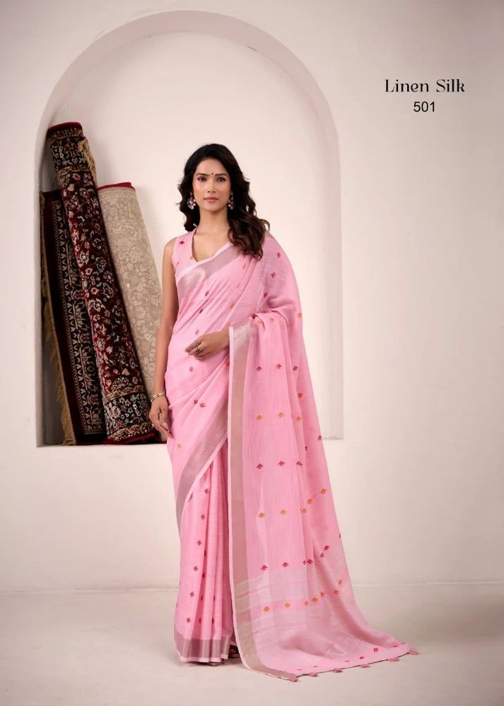 Ladies Designer Linen Saree