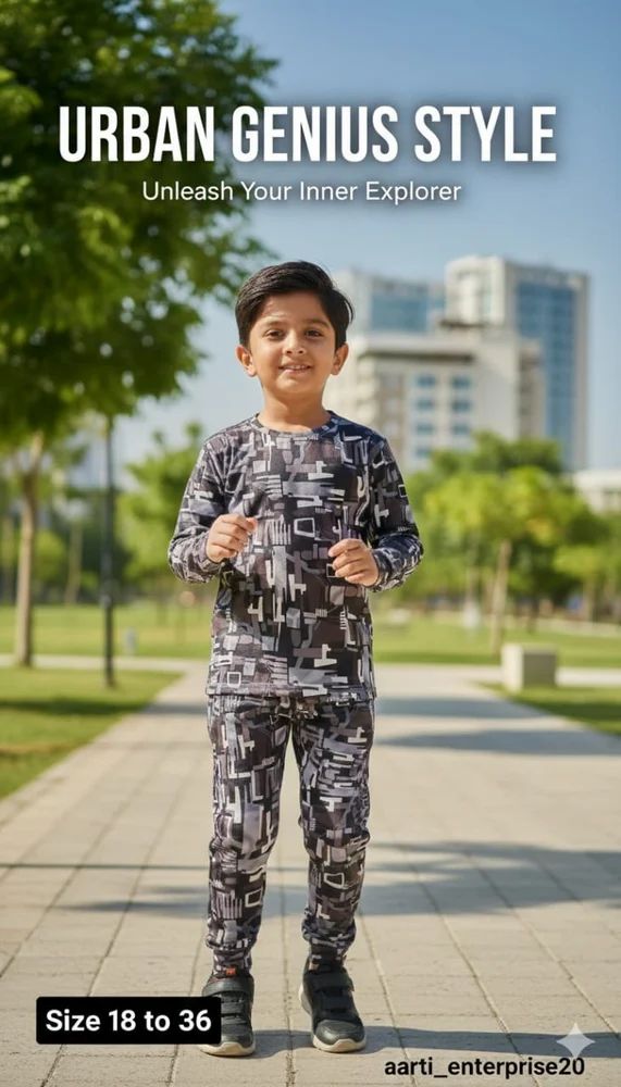 Digital Boy Print Kids Night Dress