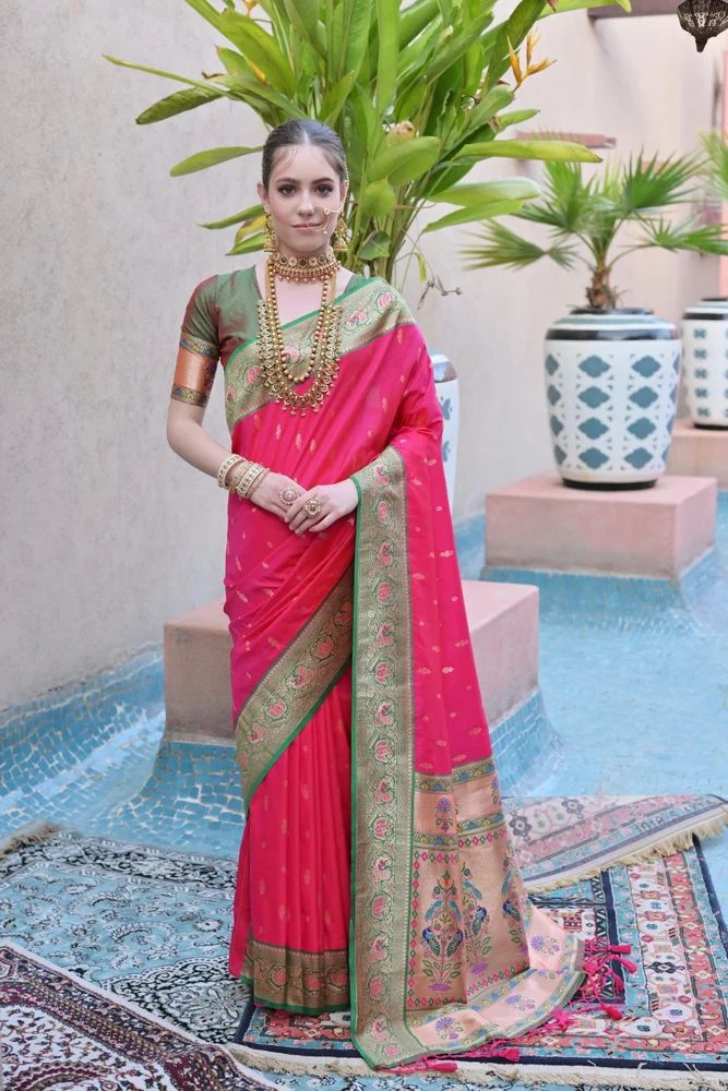 Soft Banarasi silk paithani saree with fancy tassels