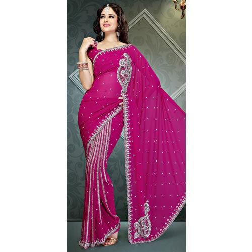 Magenta Stones Enhanced Saree