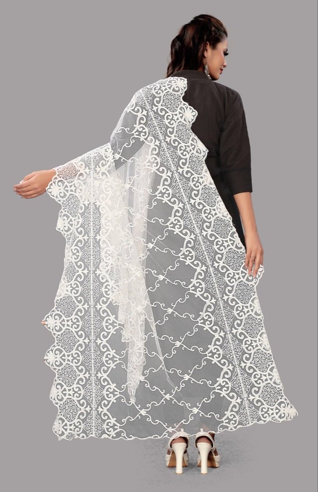 White Designer Dupatta