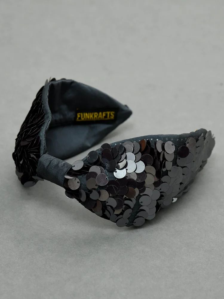 Black Hand Embroidered Headband