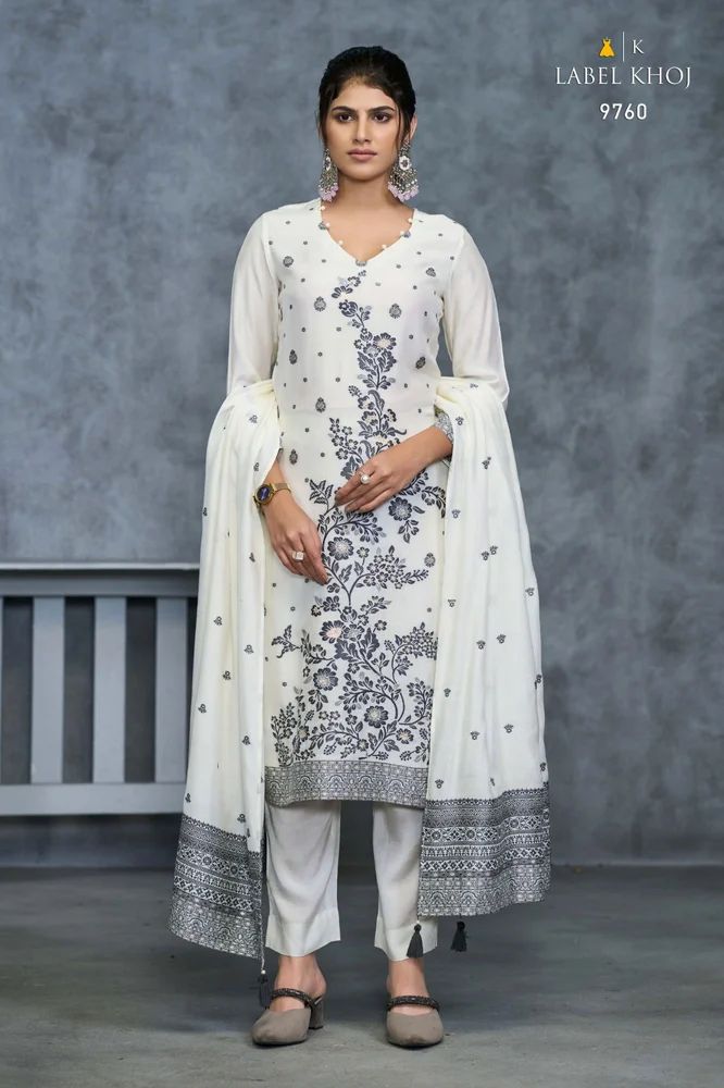 Label Khoj Ivory Kurti Bottom With Dupatta Collection