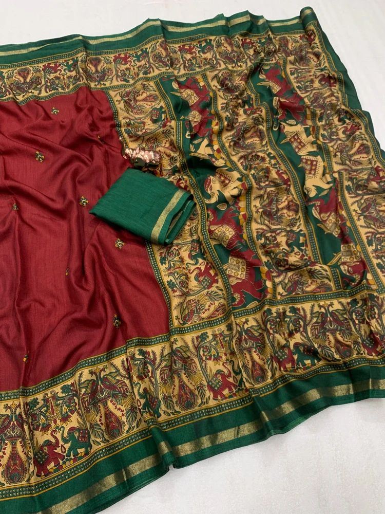 PURE SOFT TUSSER KASHMIRI PRINTED RICH PALLU SAREE AT WHOLESALE PRICE