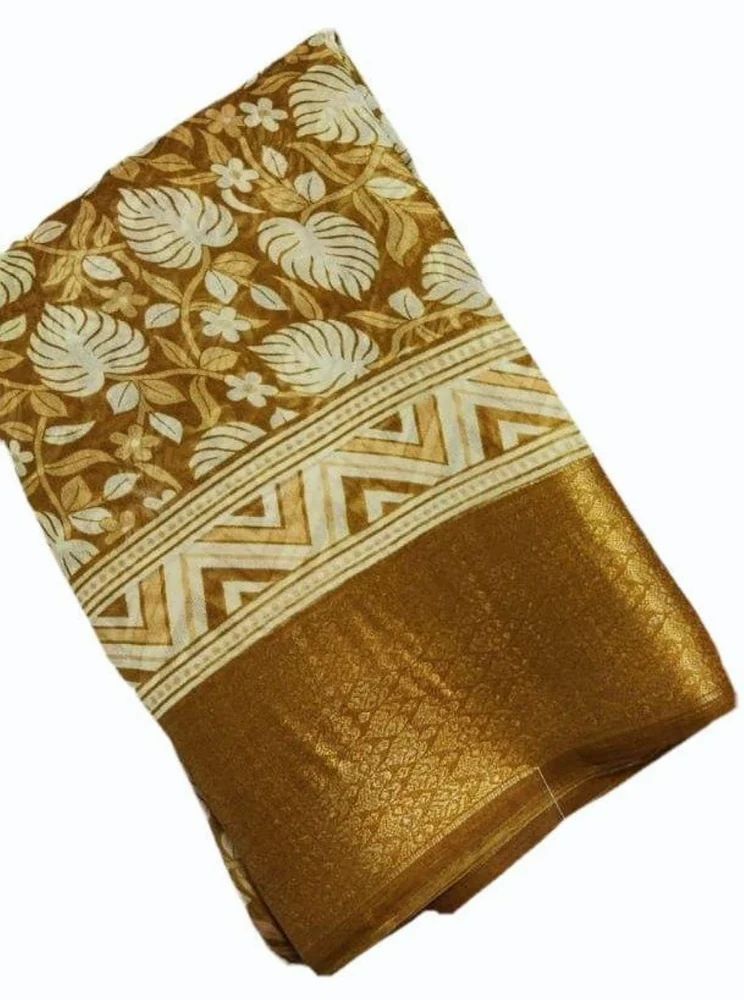 Golden Cotton Printed Saree