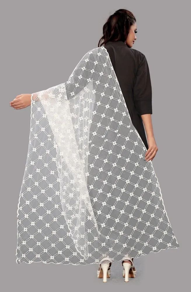 Full Embroidery Net Dupatta
