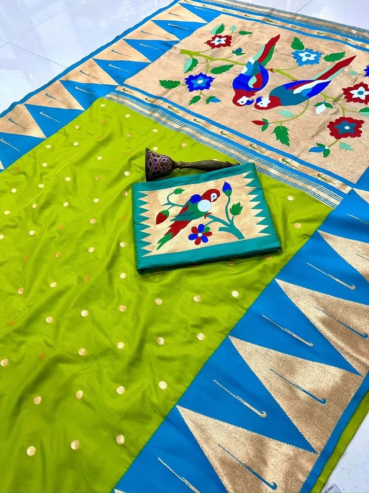 PURE SOFT KANCHIVRAM PETHANI SILK ZARI WEAVING TEMPLE BODER SAREE AT WHOLESALE PRICE