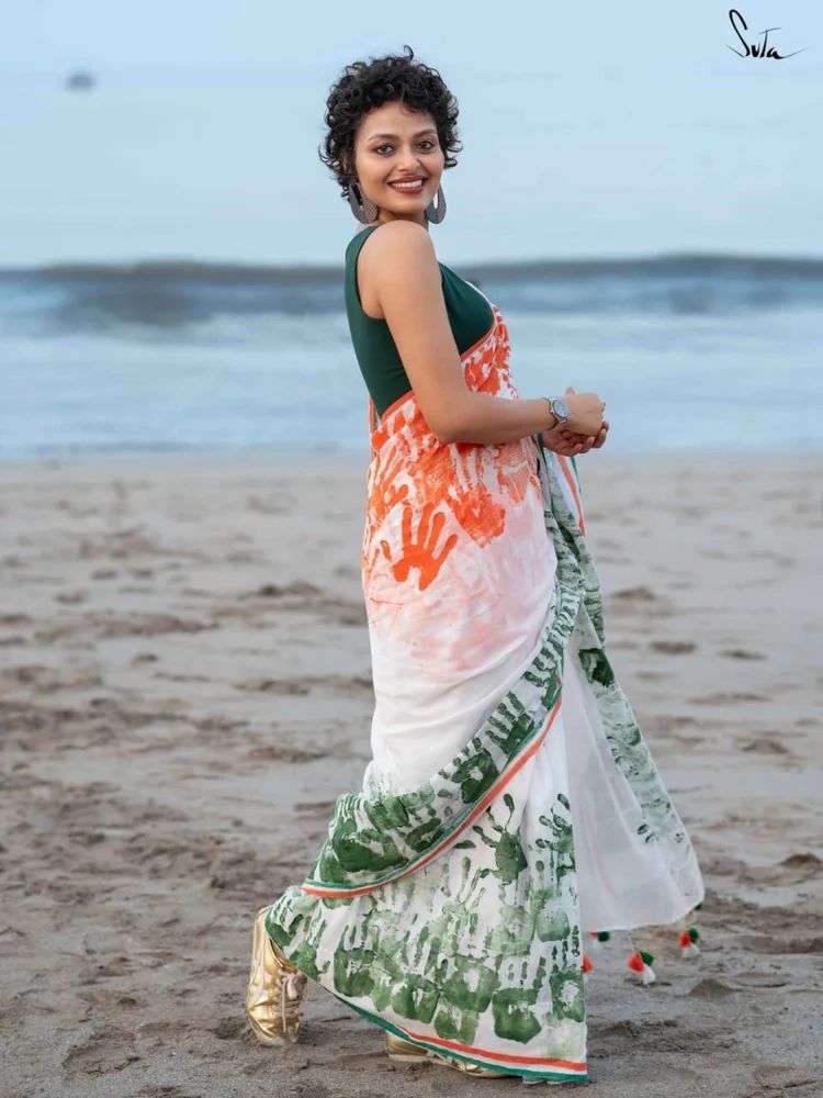 Digital Print Linen Sarees