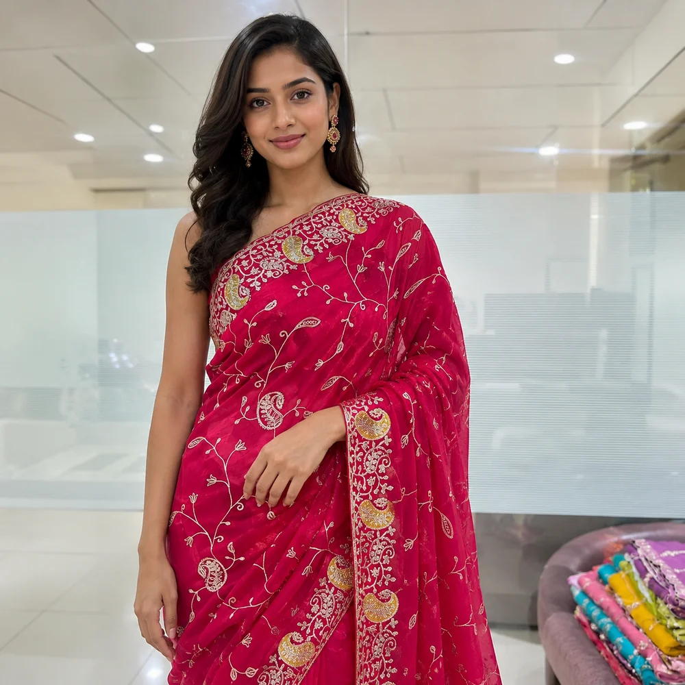 Designer Satin Saree