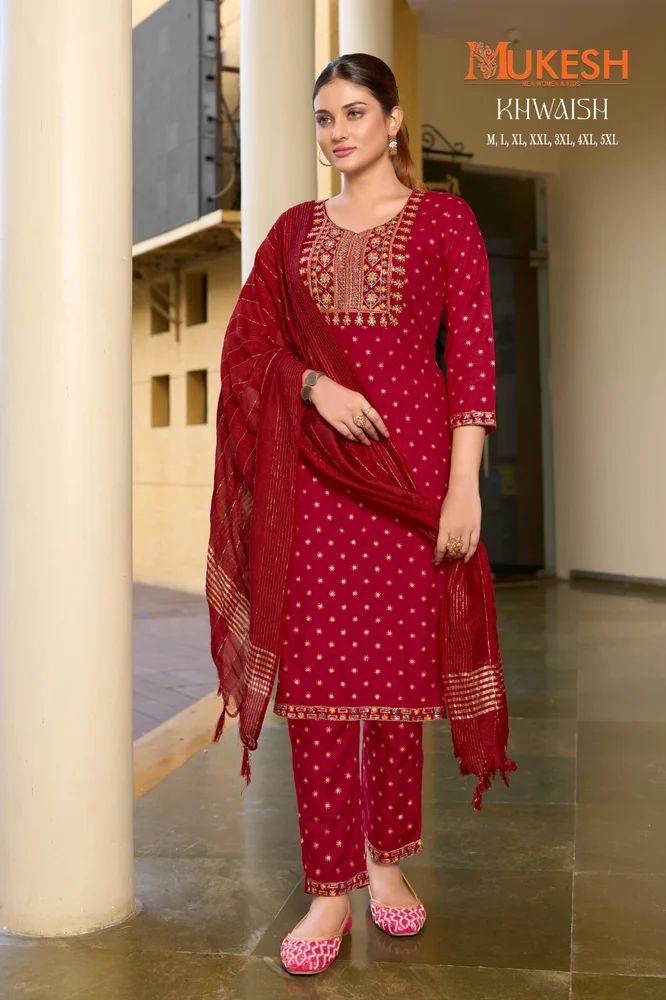 Foil Printed Rayon Kurti Palazzo Set