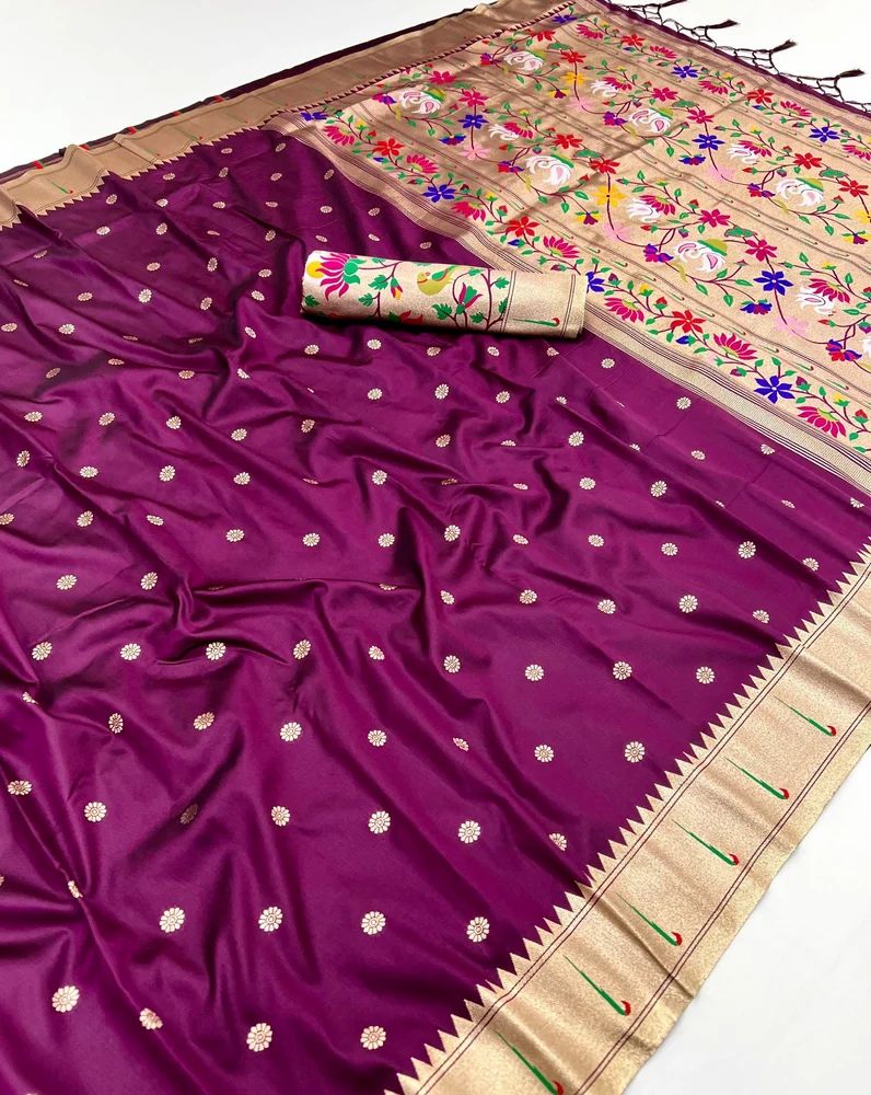 PETHANI SILK GOLDEN ZARI AND MEENAKARI THREADS SAREE AT WHOLESALE PRICE