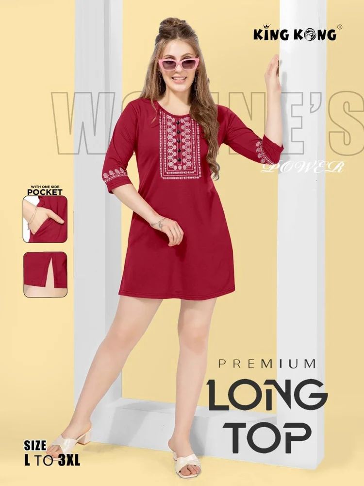 Trendy Long Printed T-Shirt, Short Kurti & 3/4 Sleeve Top for Women (Size L to 3XL)