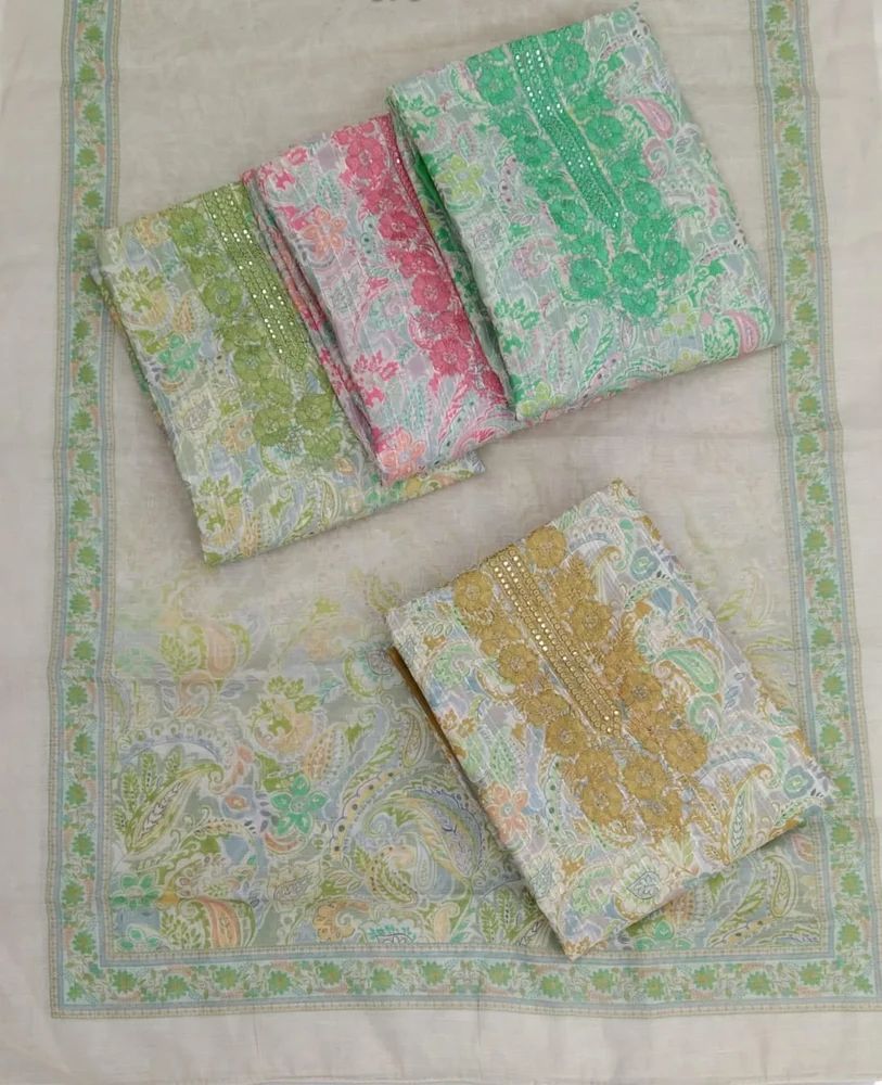 Semi Cotton Digital Print Unstitched Suit