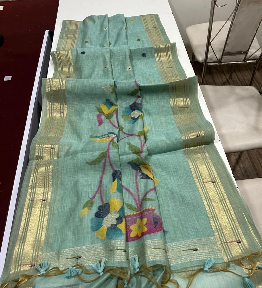 SOFT MUGA COTTON WEAVING PAITHANI SAREEAT WHOLESALE PRICE