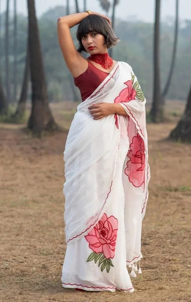 Digital Print Linen Sarees