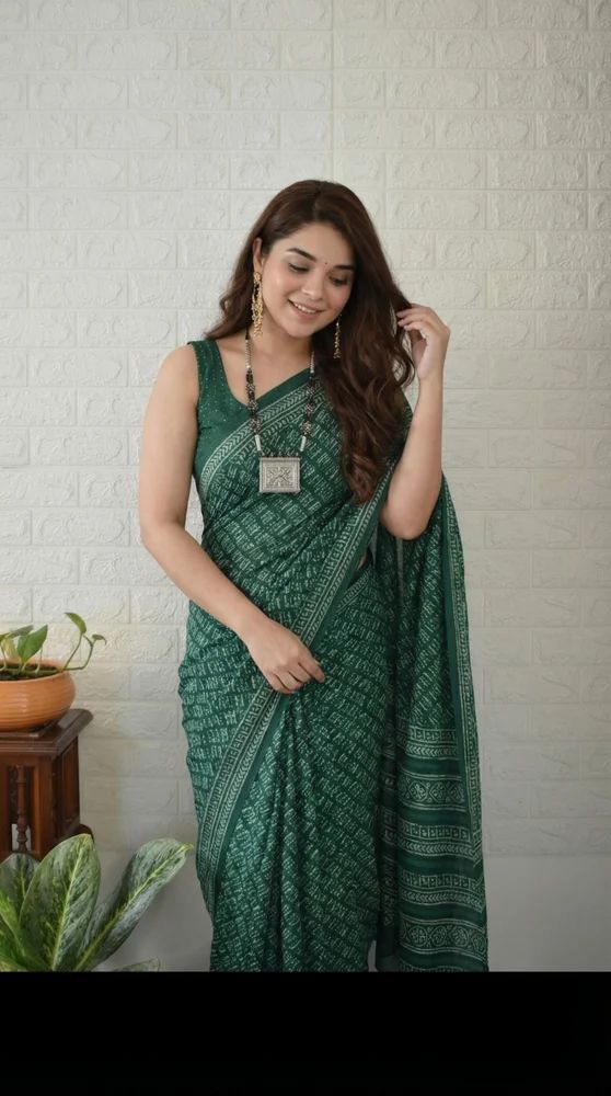 Cambric Cotton Digital Print Saree