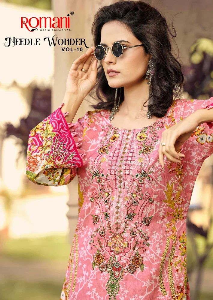 ROMANI NEEDLE WONDER VOL-10 SOFT COTTON DIGITAL PRINTED DRESS MATERIAL