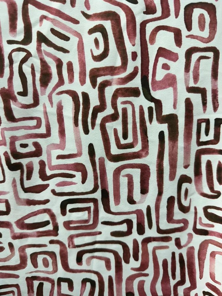 240 GSM White Brown Lycra Knitted Printed Fabric