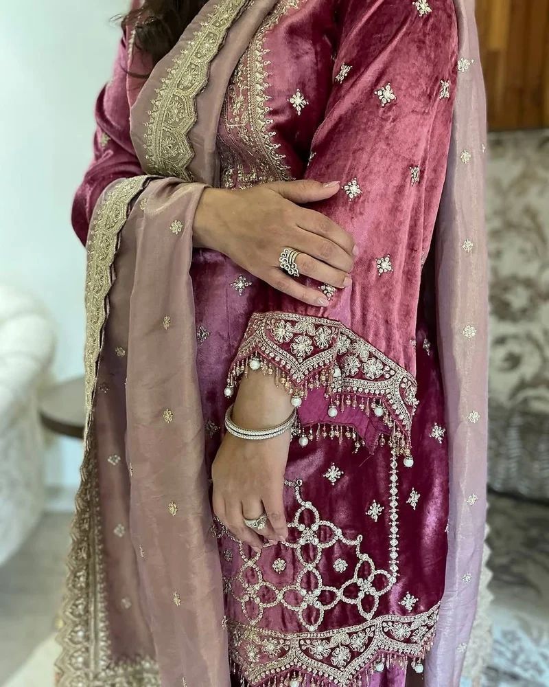 Embroidered Velvet Suits