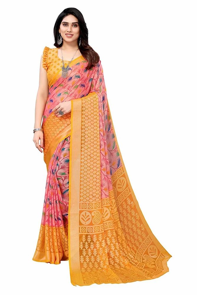 Soft Chiffon Brasso Printed Saree