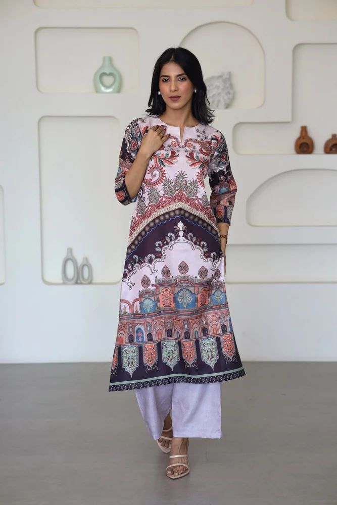 Bright Symmetrical Printed Kurti Set