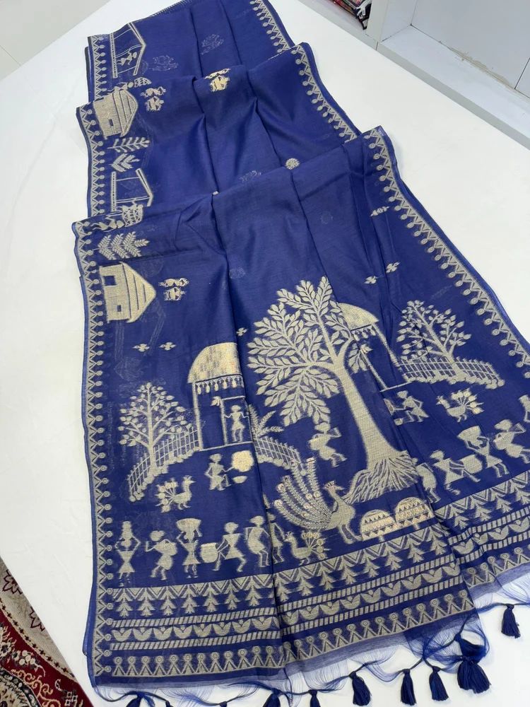 Classic Warli Weaving Saree in Premium Muga Cotton