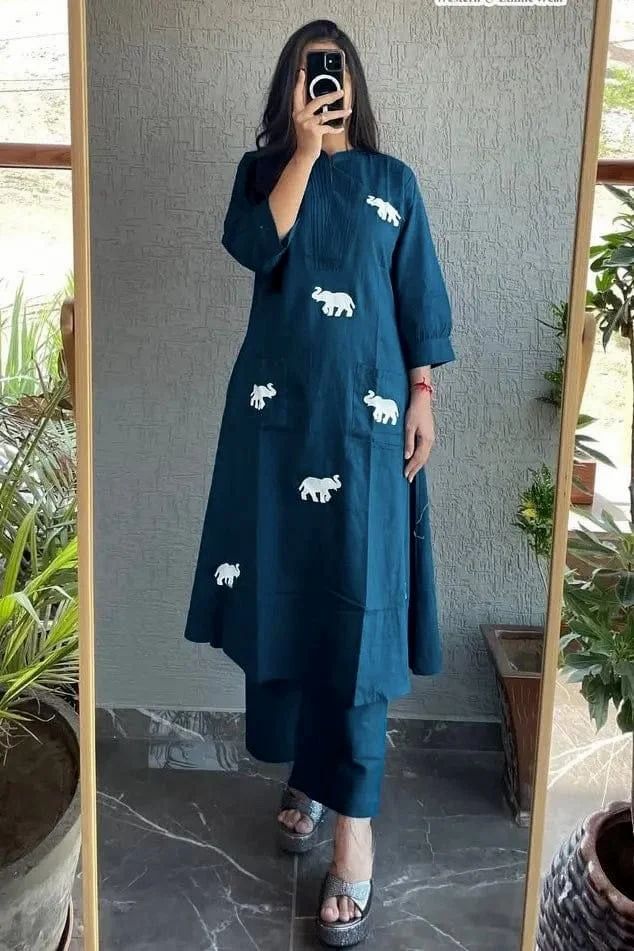 Designer Rayon Kurti With Palazzo