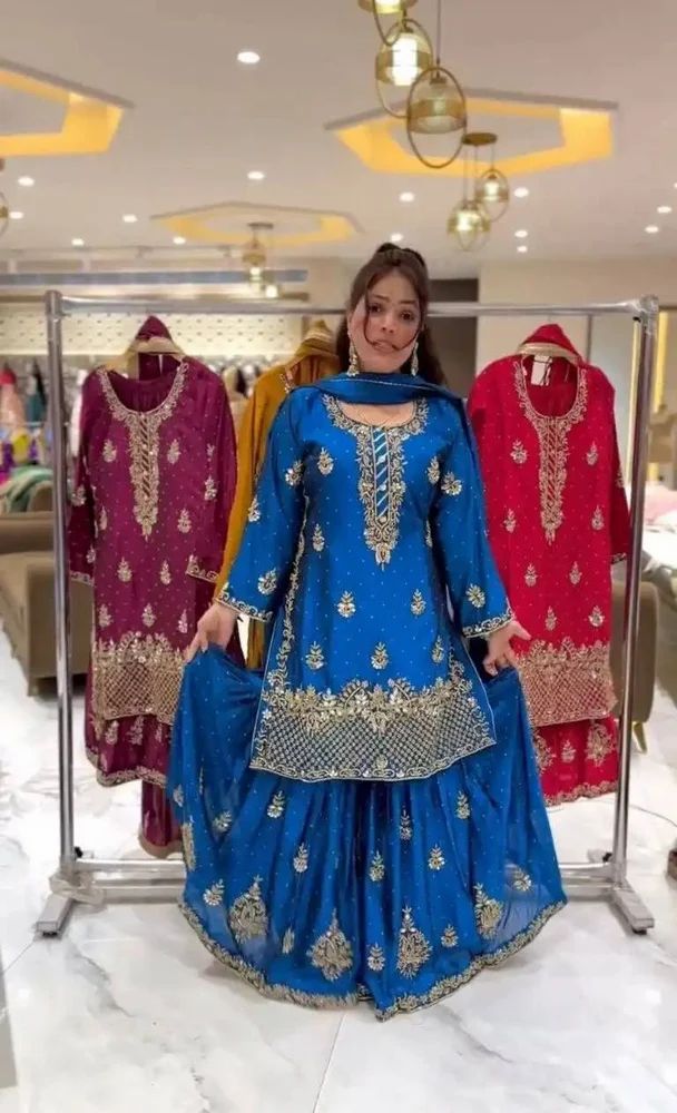 Pakistani Chinon Sharara Suit