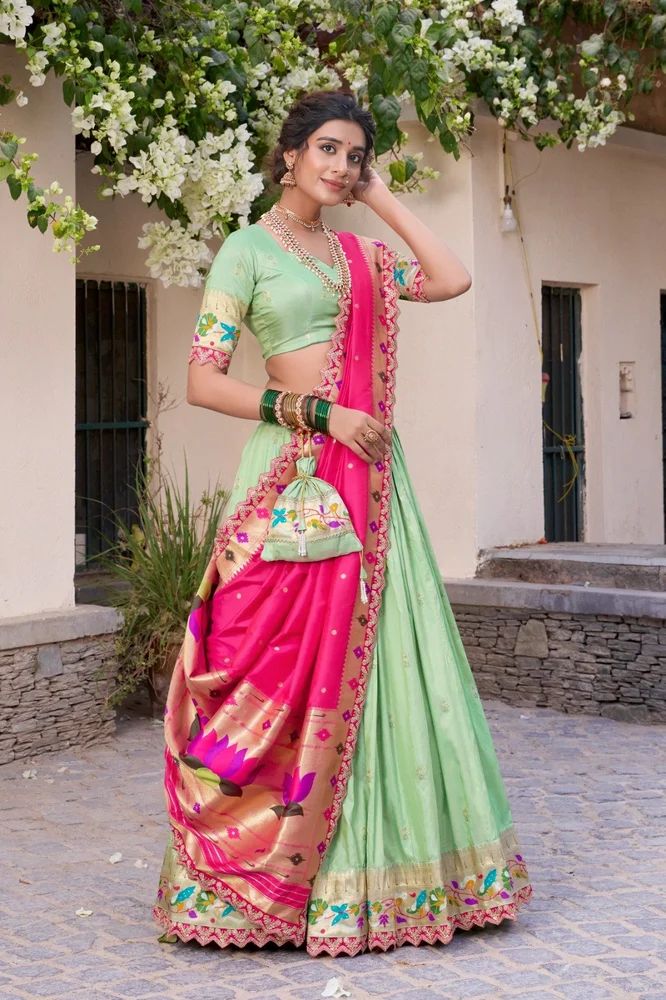 TRENDY CULTURE'S Jacquard Silk Paithani Lehenga Choli