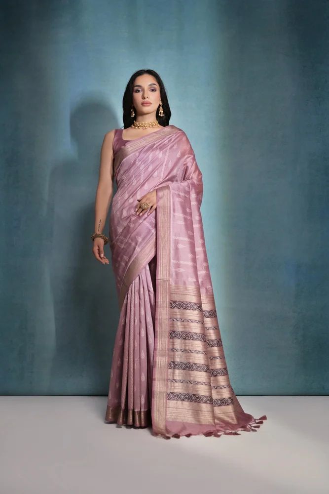 Soft Khadi Raw Silk Saree With Ikkat Weaving traditional Pallu