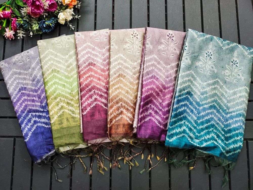 SOFT TUSSAR SILK SAREE WITH LERIYA DESIGN