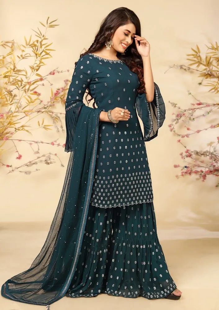 Ladies Blue Party Wear Sharara